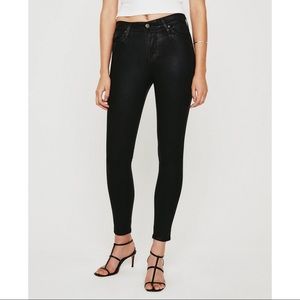 Farrah Ankle Skinny Jean in Leatherette Super Black